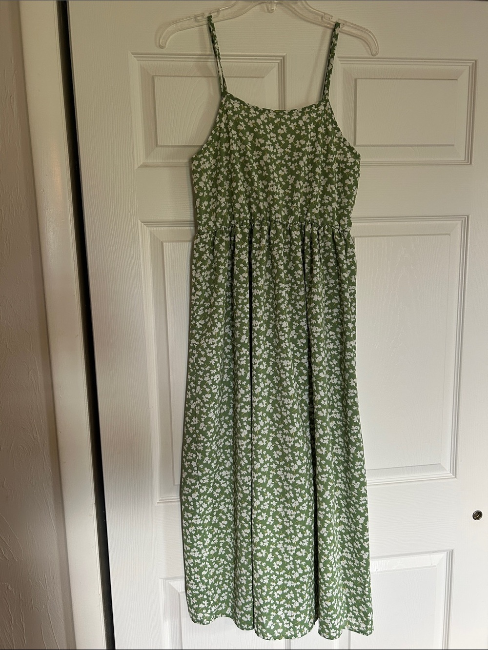 SHEIN Green Floral Maxi Sundress with Spaghetti Straps